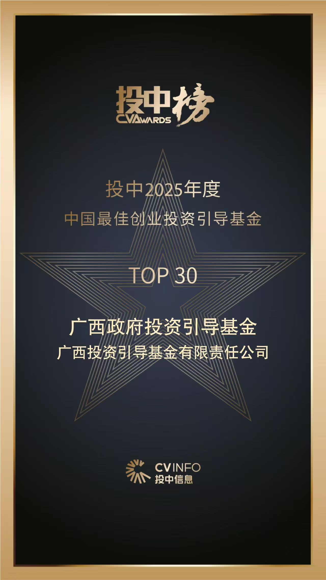 广西政府投资引导基金入选“投中2025年度中国最佳创业投资引导基金TOP30”